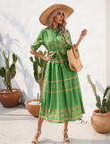 Summer Ethnic Style Printed 3/4 Sleeve Dress