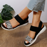 Summer Thick Sole Flat Heel Fish Mouth Elastic Large Sandals