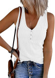 Breasted knit vest solid V-neck sleeveless top