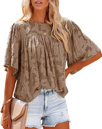 Chiffon shirt, flared sleeves, doll outfit, lace cut out top