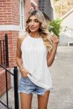 Loose Round Neck Pleated Tank Top Sleeveless Strap T-shirt