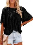 Chiffon shirt, flared sleeves, doll outfit, lace cut out top