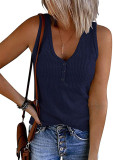 Breasted knit vest solid V-neck sleeveless top