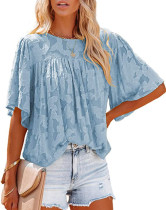 Chiffon shirt, flared sleeves, doll outfit, lace cut out top