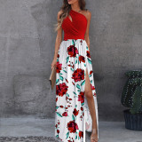 Oblique Shoulder Long Dress Temperament Sleeveless Sexy High Waist Split Dress