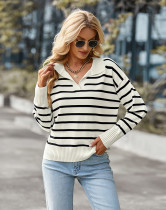 Striped sweater soft and comfortable warm top