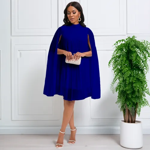 Chiffon Pullover Cape Bat Sleeve Large Dress