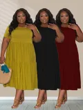 Round neck cake skirt large dress