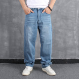 Large denim men's loose fitting casual trend hip-hop hip-hop pants skateboard pants