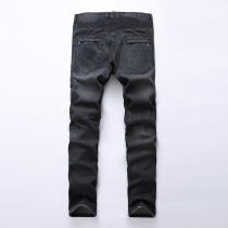 Denim pants with elastic edging