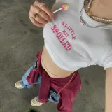 Letter Embroidered T-shirt Ultra Short Open Umbilical Slim Fit Small Tank Top