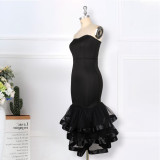 Sexy strapless perspective gauze wrap buttocks skirt style Cocktail dress large women's dress