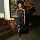 Digital Printing Slim Fit Sleeveless Top High Waist Casual Pants Set