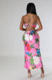 Sleeveless printed backless dress for high-end women's clothing
