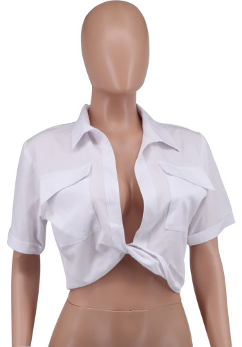 Women's top design sense short sleeved casual small shirt
