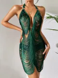 Hanging Neck Open Back Sexy Fabric Line Dress