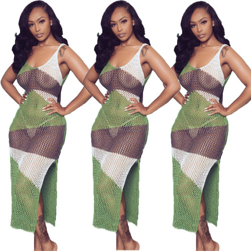Fashionable and Sexy Mesh Split Sling Dress Cover Up