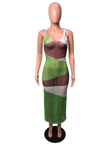 Fashionable and Sexy Mesh Split Sling Dress Cover Up
