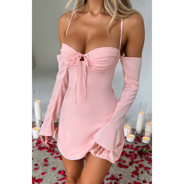 Strap sexy chest strap cut out dress