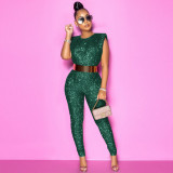 Fashionable sequins, sexy sleeveless jumpsuit for women without belts