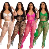 Women's swimwear sexy pure hand hook seaside cover up sexy knitted beach set