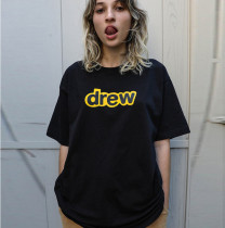 Drew Short Sleeve Letter Base Shirt Couple Fashion Brand High Street Round Neck Short Sleeve T-shirt