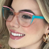 Cat's Eye Colored Flat Mirror 2023 New Anti Blue Light TR90 Splice Eyeglass Frame Cross border Fashion Pure Color Matching Degrees