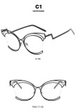 Folding Curved Cat's Eye Large Frame Hollow Flat Mirror 2023 New Metal Eye Frame Ins Concave Shape Anti Blue Light