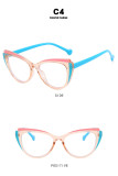 Cat's Eye Colored Flat Mirror 2023 New Anti Blue Light TR90 Splice Eyeglass Frame Cross border Fashion Pure Color Matching Degrees