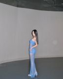 2023 One Shoulder Slim Beach Resort Sexy Long Dress Knitted Hollow out Long Dress Cover Up Summer Girl
