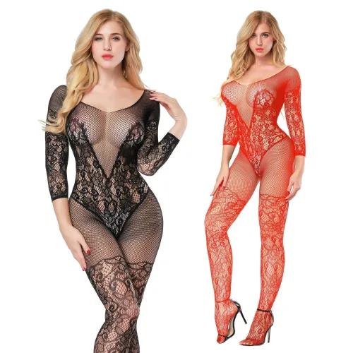 Embroidered Fun Net Socks Long Sleeve Open Range Silk Socks Net Clothes Jumpsuit Socks Fun Underwear