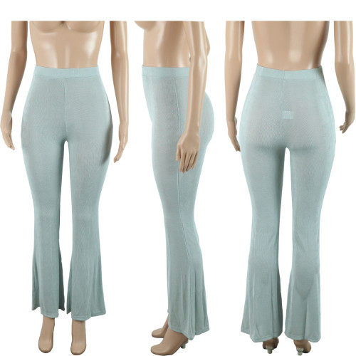 High waisted and hip lifting elastic micro flared pants (pants only)