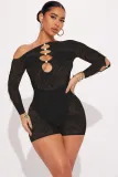 Zebra pattern patchwork pearl buckle off shoulder sexy jumpsuit