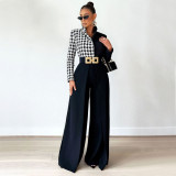 Women's draped loose and slim wide leg pants, solid color straight tube fashion casual pants