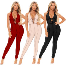 Sexy Slim Fit Open Back Jumpsuit Casual Pants