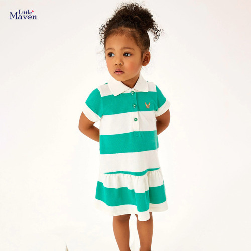 Children's striped POLO dress cute girl's dress