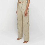 Two piece set of straight tube streamer overalls with multiple pockets