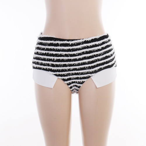 Low rise contrast striped sexy shorts