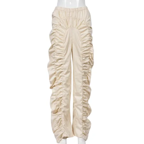 Loose Street Pleated Personalized Elastic Waist Pants