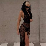 Lace Hooded Sexy Perspective Slim Fit Spicy Girl One Piece Pants