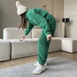 Polar fleece half zip top sports leggings women's fashion two-piece set