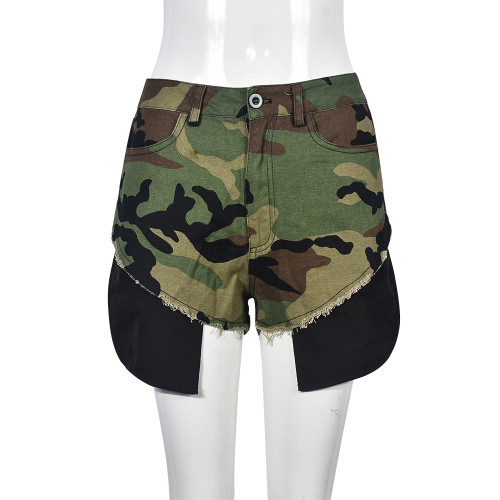 Sexy pocket camouflage zipper personalized work shorts