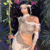Tassel Hole Breaking Contrast Color Sexy Naked Tie Dye Set
