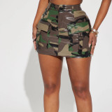 Glossy Fashion Pocket Sexy Zipper Mini Skirt