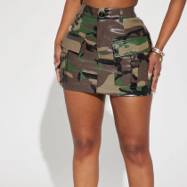 Glossy Fashion Pocket Sexy Zipper Mini Skirt
