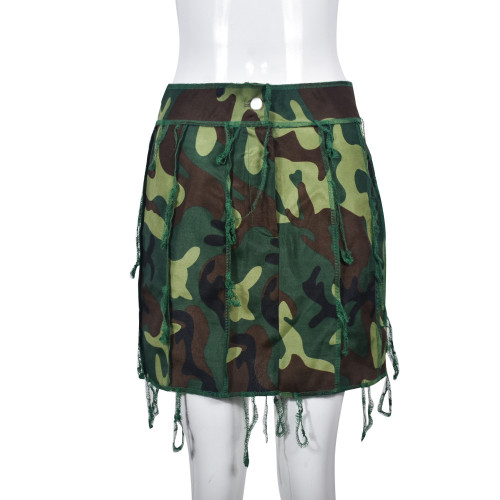 Tassel camouflage beggar dress half length skirt