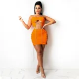 Chain splicing and strap hollowed out two-piece set