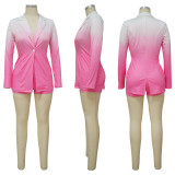 Suit Long Sleeve Shorts Gradient Set