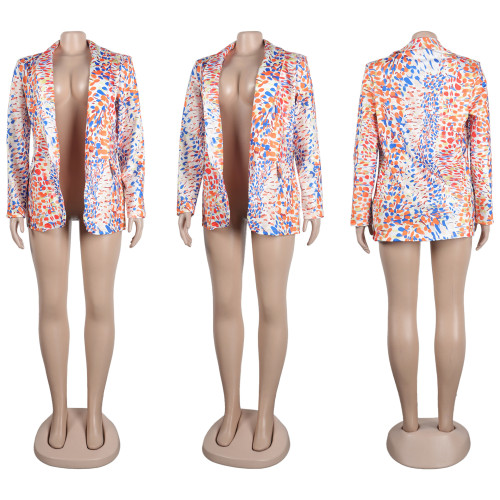 Colorful printed fashion suit jacket top