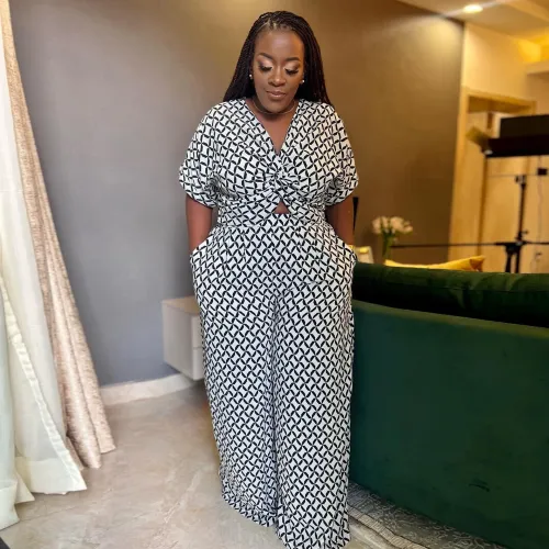 Sexy Printed Large Casual Wide Leg Two Piece Set